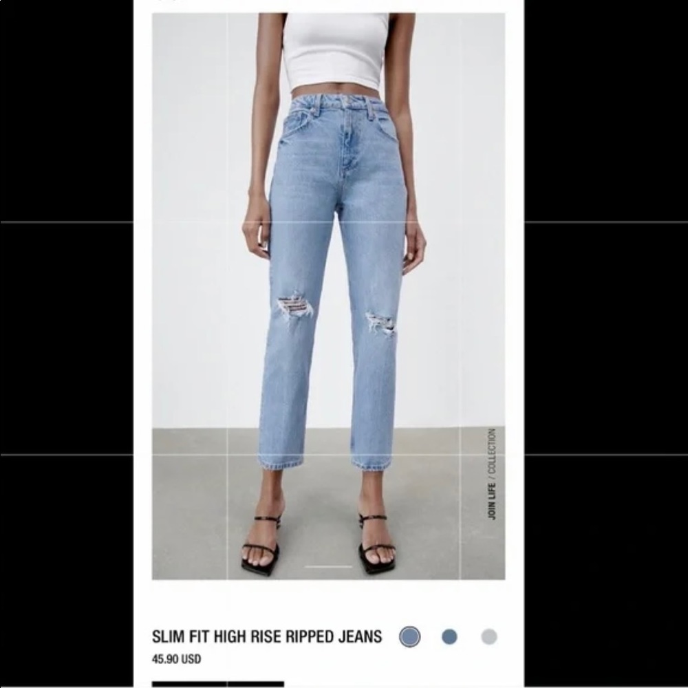 Zara High Rise Slim Fit Jeans